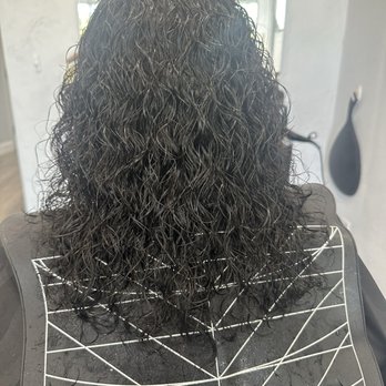 Perm curls on long hair